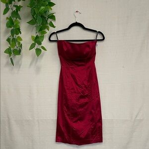 bebe Strapless Red Dress